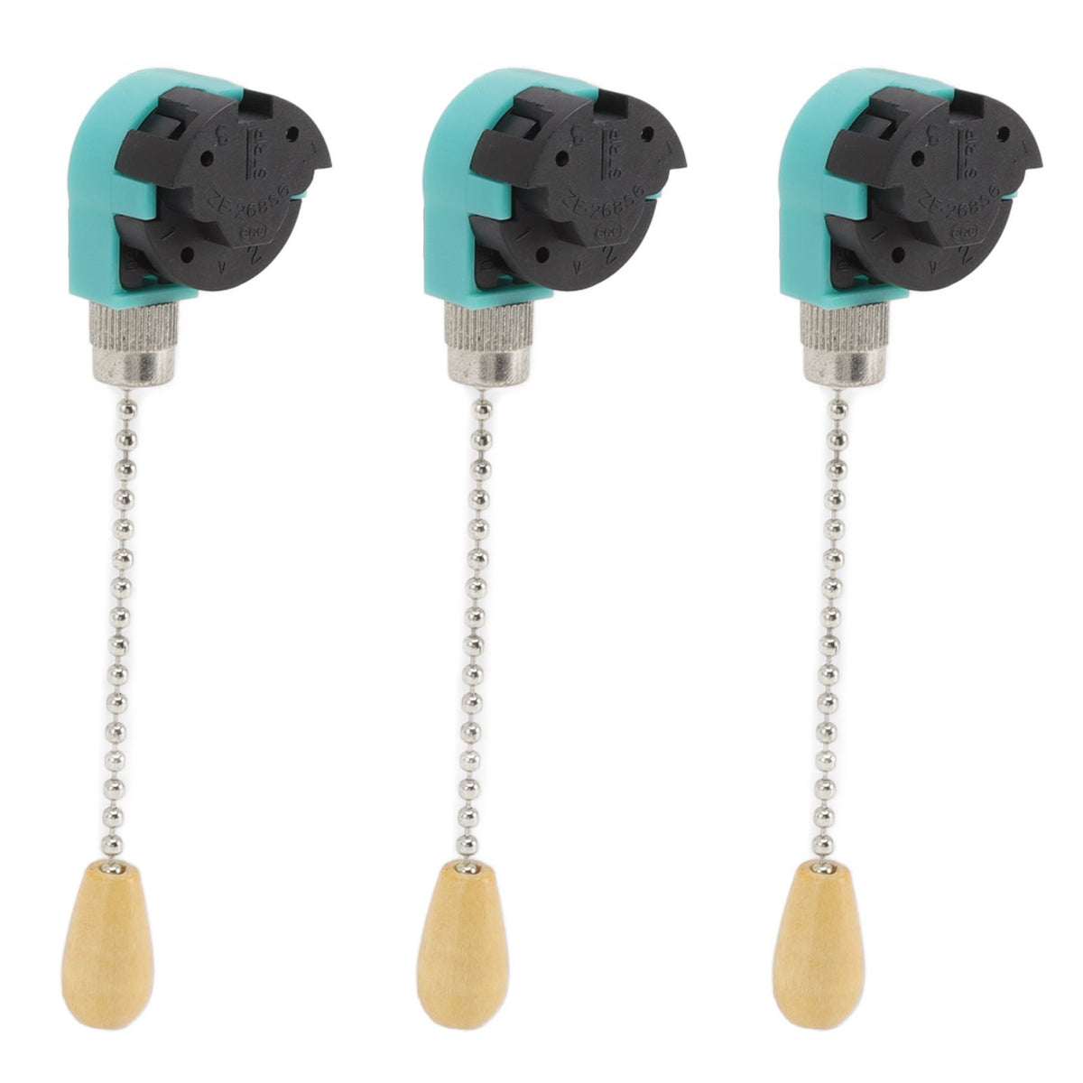 3Pcs Ceiling Light Pull Chain Switch 3 Speed 4 Wire Ceiling Fan Lamp Switch for Ceiling Lamp Fan Lamp Wall Lamp Chrome