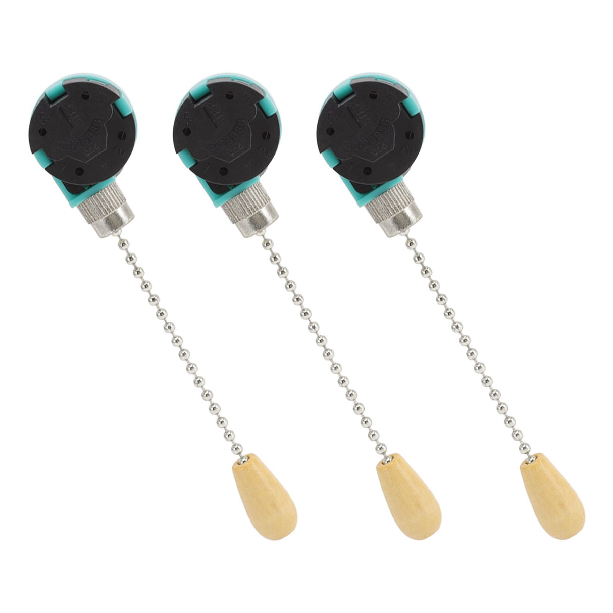 3Pcs Ceiling Light Pull Chain Switch 3 Speed 4 Wire Ceiling Fan Lamp Switch for Ceiling Lamp Fan Lamp Wall Lamp Chrome