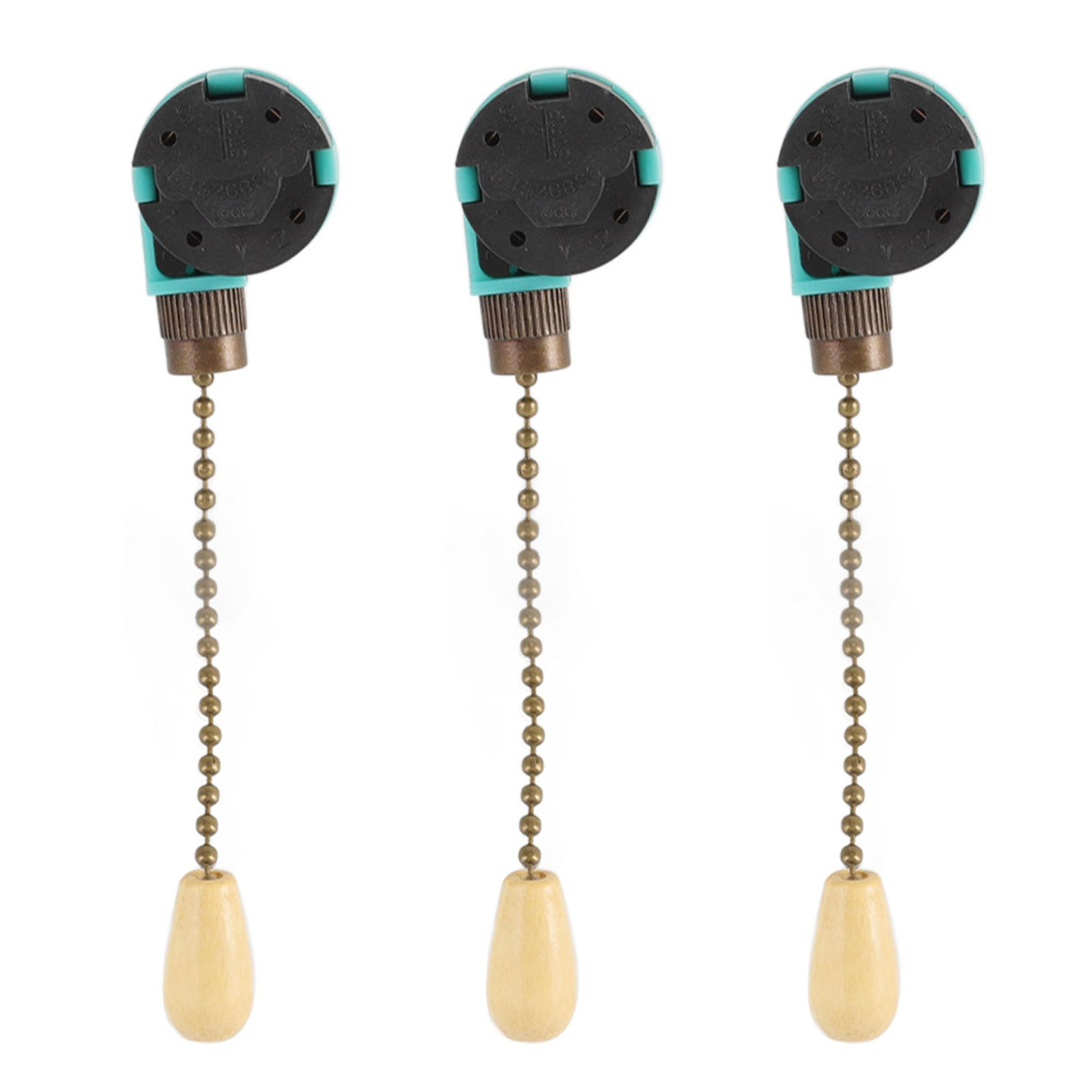 3Pcs Ceiling Light Pull Chain Switch 3 Speed 4 Wire Ceiling Fan Lamp Switch for Ceiling Lamp Fan Lamp Wall Lamp Bronze