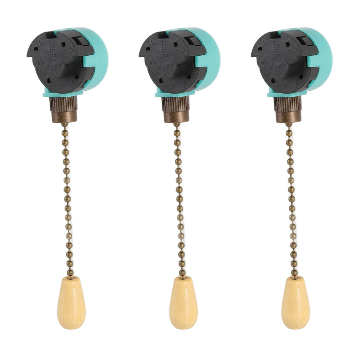 3Pcs Ceiling Light Pull Chain Switch 3 Speed 4 Wire Ceiling Fan Lamp Switch for Ceiling Lamp Fan Lamp Wall Lamp Bronze
