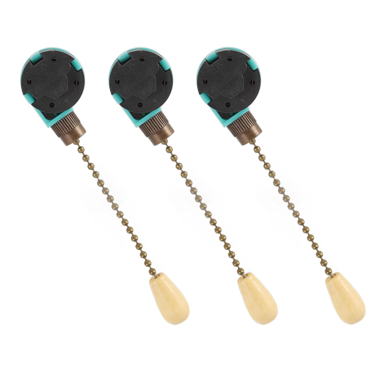 3Pcs Ceiling Light Pull Chain Switch 3 Speed 4 Wire Ceiling Fan Lamp Switch for Ceiling Lamp Fan Lamp Wall Lamp Bronze