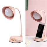 LED Reading Light Plastic Flower Shaped Touch Sensitive USB Charging Folding Table Lamp for Bedroom Dormitory Pink - 45-Degree Angle
