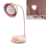 LED Reading Light Plastic Flower Shaped Touch Sensitive USB Charging Folding Table Lamp for Bedroom Dormitory Pink