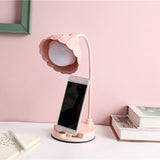 LED Reading Light Plastic Flower Shaped Touch Sensitive USB Charging Folding Table Lamp for Bedroom Dormitory Pink - Extra Image