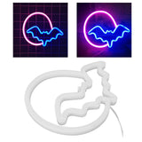 Neon Signs Moon and Bat LED Neon Lights USB Battery Powered for Wall Bedroom Bar Halloween Party Decoration - Extra Image