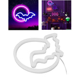 Neon Signs Moon and Bat LED Neon Lights USB Battery Powered for Wall Bedroom Bar Halloween Party Decoration