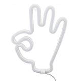 Hand Finger Neon Light OK Shaped LED Neon Sign Battery USB and Battery Powered Wall Decor Light for Home Bedroom - Front View