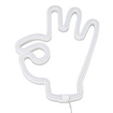 Hand Finger Neon Light OK Shaped LED Neon Sign Battery USB and Battery Powered Wall Decor Light for Home Bedroom - Rear View