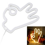 Hand Finger Neon Light OK Shaped LED Neon Sign Battery USB and Battery Powered Wall Decor Light for Home Bedroom - Extra Image