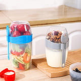 Double Breakfast Cup Oatmeal Cup with Lid Poons Forks for Business People
