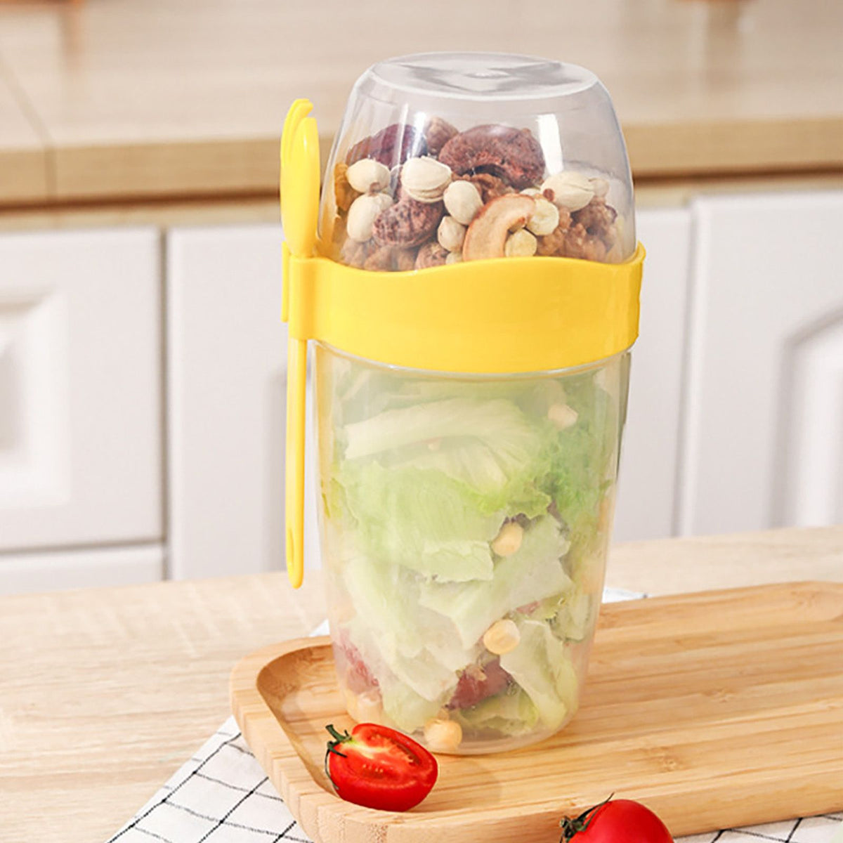 Double Breakfast Cup Oatmeal Cup with Lid Poons Forks for Business People
