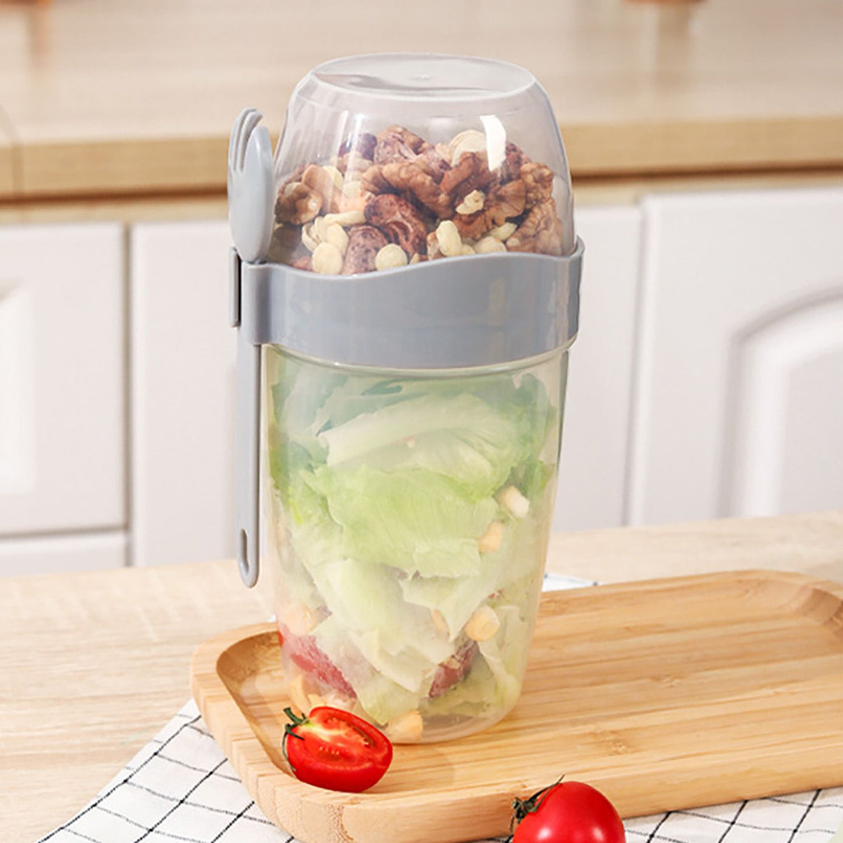 Double Breakfast Cup Oatmeal Cup with Lid Poons Forks for Business People