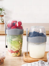 Double Breakfast Cup Oatmeal Cup with Lid Poons Forks for Business People - Extra Image