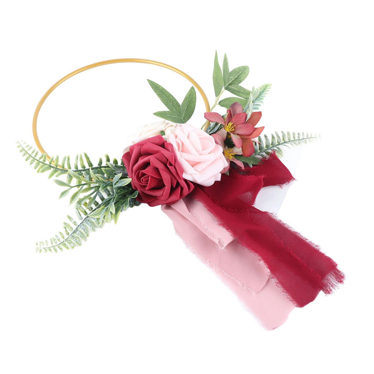 Metal Garland Wedding Bridesmaids Hand Silk Flower Garland Home Decoration Lintel Garland