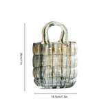 Glass Vase Transparent Hand Basket Living Room Flower Arrangement Creative Bag Fish Tank - Front View