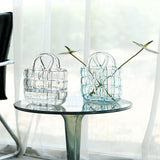 Glass Vase Transparent Hand Basket Living Room Flower Arrangement Creative Bag Fish Tank - Side View
