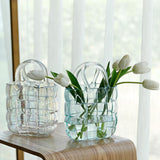 Glass Vase Transparent Hand Basket Living Room Flower Arrangement Creative Bag Fish Tank
