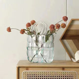Glass Vase Transparent Hand Basket Living Room Flower Arrangement Creative Bag Fish Tank - 45-Degree Angle