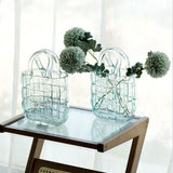 Glass Vase Transparent Hand Basket Living Room Flower Arrangement Creative Bag Fish Tank