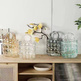 Glass Vase Transparent Hand Basket Living Room Flower Arrangement Creative Bag Fish Tank