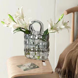 Glass Vase Transparent Hand Basket Living Room Flower Arrangement Creative Bag Fish Tank