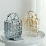 Glass Vase Transparent Hand Basket Living Room Flower Arrangement Creative Bag Fish Tank - Extra Image
