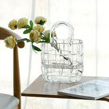 Glass Vase Transparent Hand Basket Living Room Flower Arrangement Creative Bag Fish Tank - Extra Image