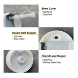 Square Spill Proof Stopper Round Lid Leak Stopper Silicone Straw Cover Cap Set Cup Bottle Accessories