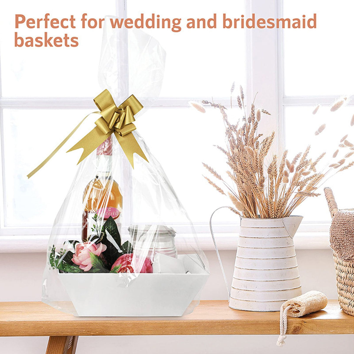 Empty Gift Basket with Handles Sturdy Tray Wine Gift Basket Party Favors Basket for Graduation Birthday Wedding