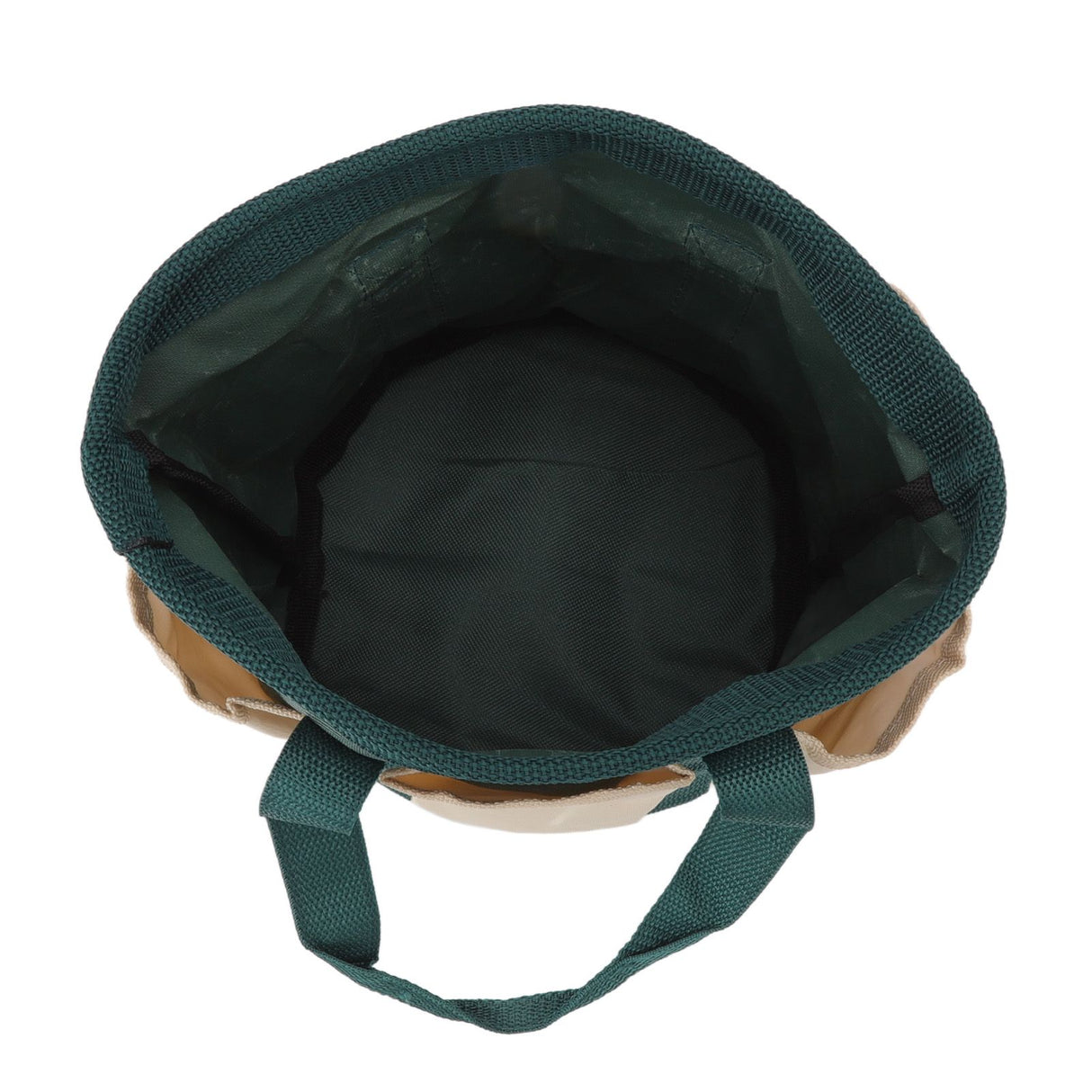 Round Garden Tools Bag 6 Pockets Oxford Cloth Gardening Tool Storage Tote for Men Women Gardener Green with Cream Color