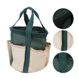 Round Garden Tools Bag 6 Pockets Oxford Cloth Gardening Tool Storage Tote for Men Women Gardener Green with Cream Color - Extra Image