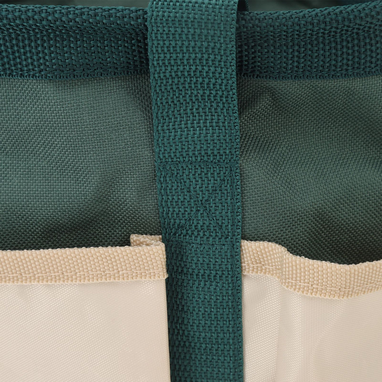 Round Garden Tools Bag 6 Pockets Oxford Cloth Gardening Tool Storage Tote for Men Women Gardener Green with Cream Color