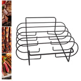 Rib Rack Iron Roasting Stand for Smoking and Grilling Holds Up to 4 Ribs for Outdoor BBQ Accessories