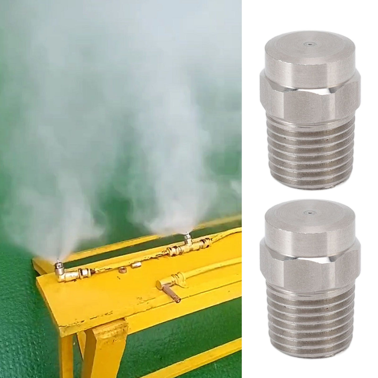 2PCS Misting Nozzle G1/4 Male Thread Flat Head Stainless Steel Atomization Sprayer for Garden Watering