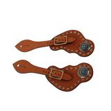 1 Pair Spur Strap Western Retro Horse Spur Strap with Buckle for Horse Training Protective Equipment Brown - Side View