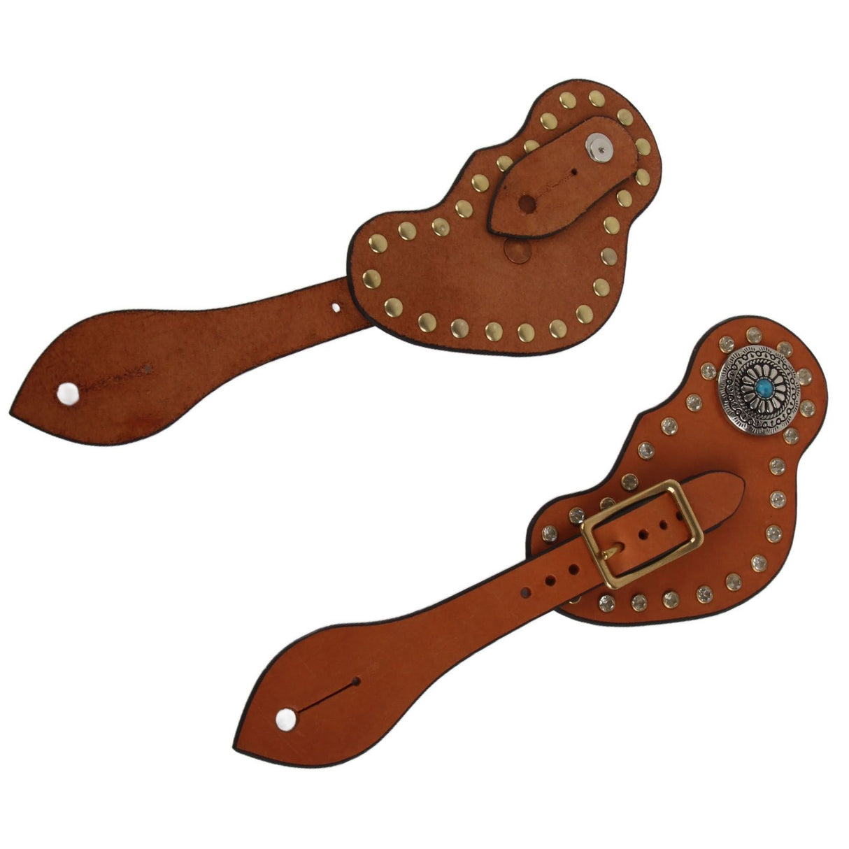 1 Pair Spur Strap Western Retro Horse Spur Strap with Buckle for Horse Training Protective Equipment Brown