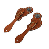 1 Pair Spur Strap Western Retro Horse Spur Strap with Buckle for Horse Training Protective Equipment Brown - Low Angle