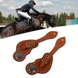 1 Pair Spur Strap Western Retro Horse Spur Strap with Buckle for Horse Training Protective Equipment Brown - Extra Image
