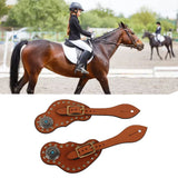 1 Pair Spur Strap Western Retro Horse Spur Strap with Buckle for Horse Training Protective Equipment Brown - Extra Image
