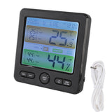 Indoor Thermometer Digital Color Screen Alarm Temperature Humidity Monitor Bedside Clock for Home Black