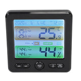Indoor Thermometer Digital Color Screen Alarm Temperature Humidity Monitor Bedside Clock for Home Black