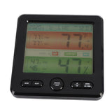 Indoor Thermometer Digital Color Screen Alarm Temperature Humidity Monitor Bedside Clock for Home Black