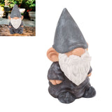 Garden Gnome Resin Structure Stable Bottom Retro Style Gnome Figurine for Patio Porch Decorations Pointed Head Brown - Extra Image