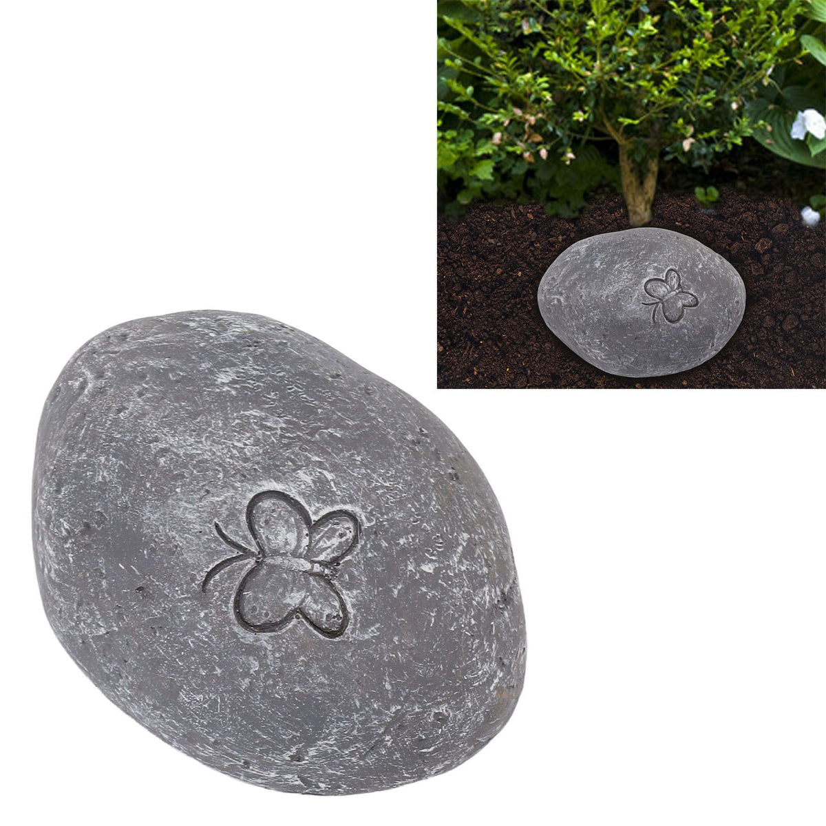 Pet Memorial Garden Stone DIY Butterfly Print Pet Cat Dog Grave Marker Resin Pet Memorial Gift Stone Grey
