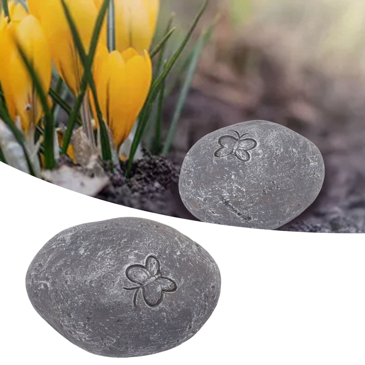 Pet Memorial Garden Stone DIY Butterfly Print Pet Cat Dog Grave Marker Resin Pet Memorial Gift Stone Grey