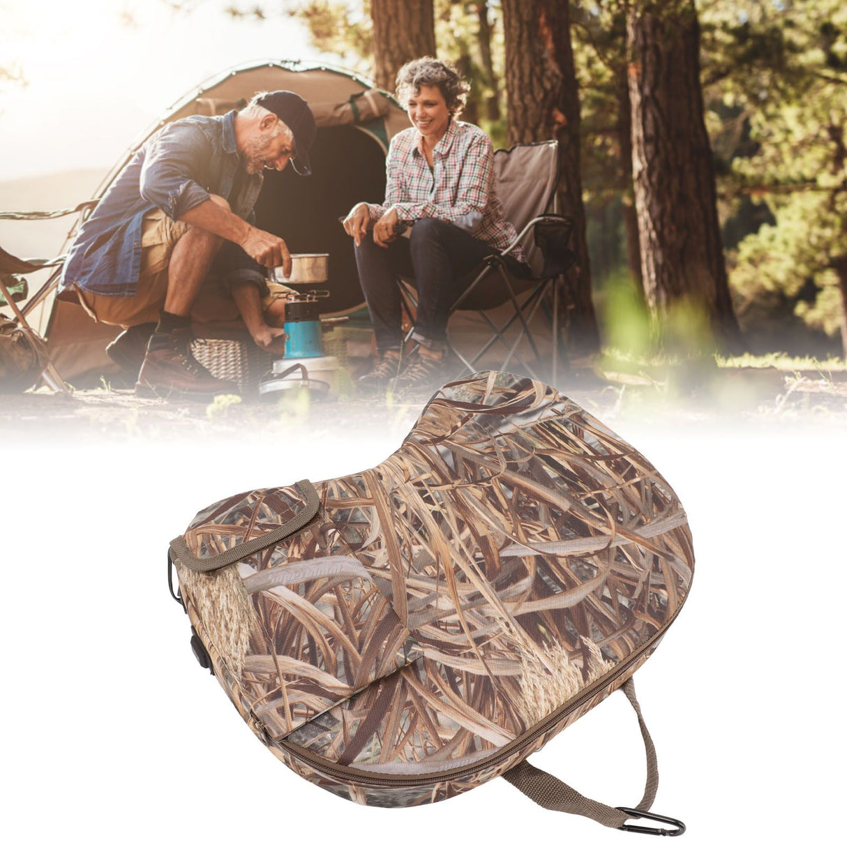 Portable Heating Seat Pad Camouflage 3 Gears Thicken USB Heated Stadium Seat Cushion Pad for Camping Hunting Fishing Reed