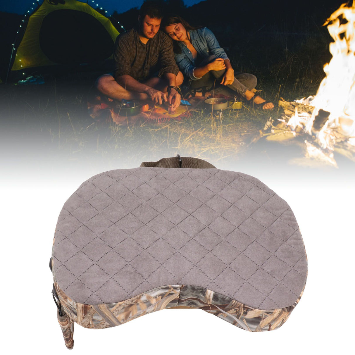 Portable Heating Seat Pad Camouflage 3 Gears Thicken USB Heated Stadium Seat Cushion Pad for Camping Hunting Fishing Reed