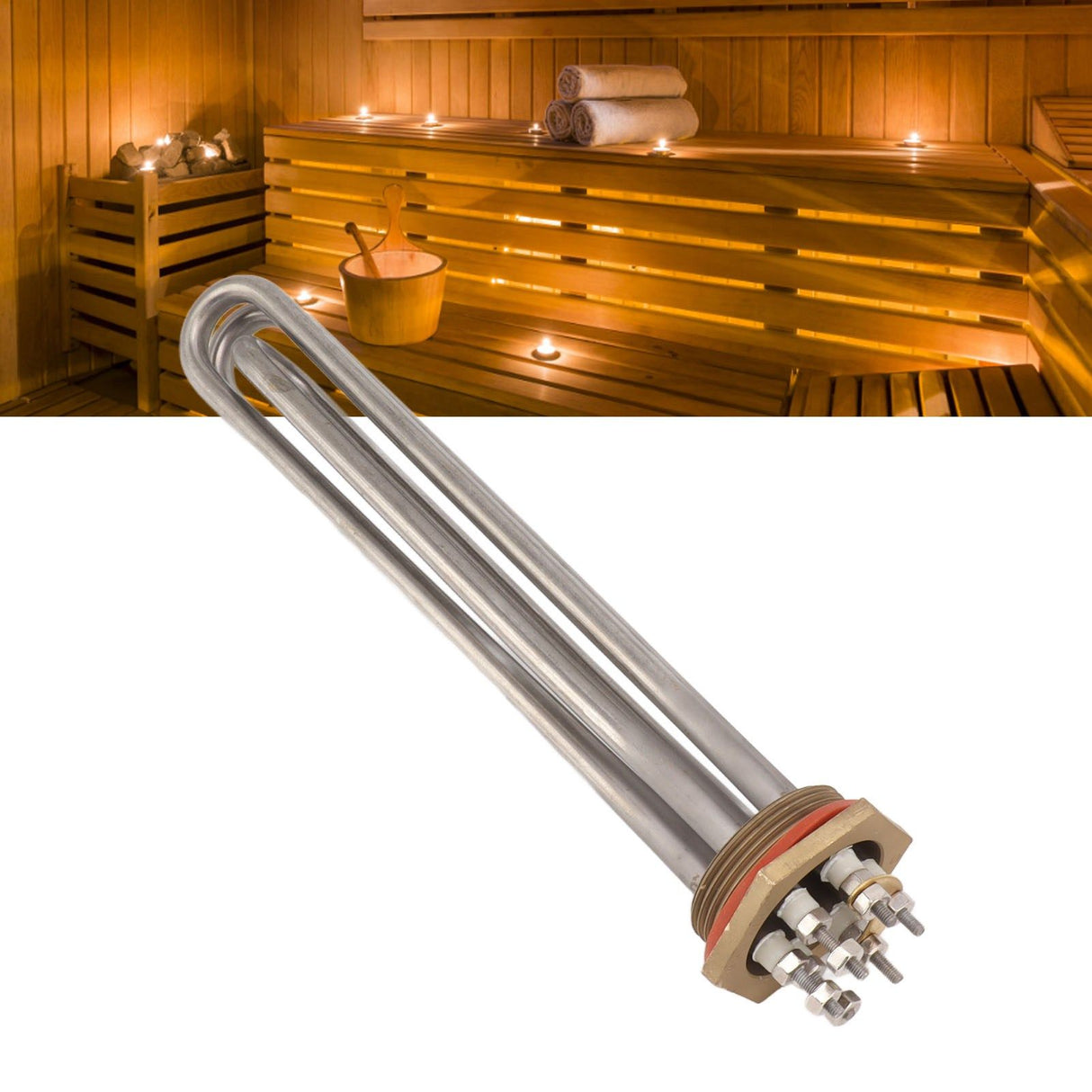 6KW 230V Electric Water Heater Element Immersion Tubular Sauna Stove Heating Pipe for Family Hotel Fitness Center