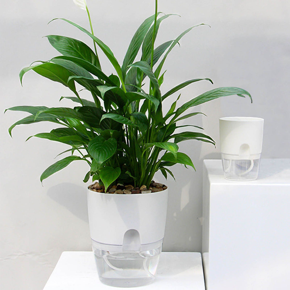 3PCS Self Watering Planter Pots Double Layer Green Plant Flower Pot for Garden Balcony Indoor Cultivation
