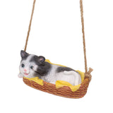 Cat Figurine Resin Kitten Statue Hanging Ornament Home Decoration for Outdoor Garden Black White Cat